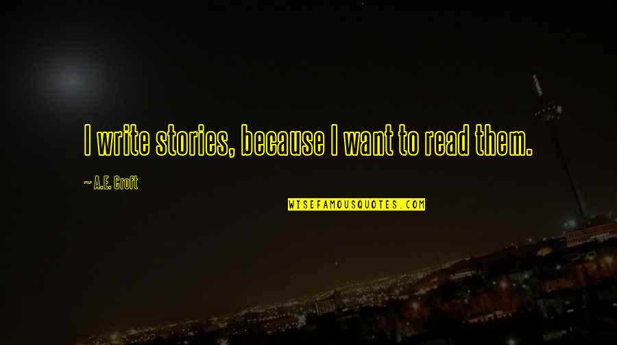 I Want To Read Quotes By A.E. Croft: I write stories, because I want to read