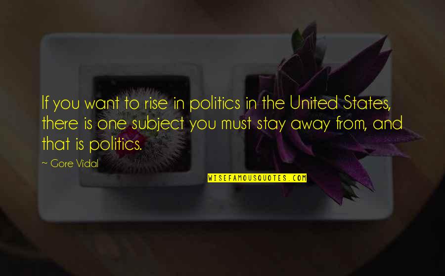 I Want To Stay Away From You Quotes By Gore Vidal: If you want to rise in politics in