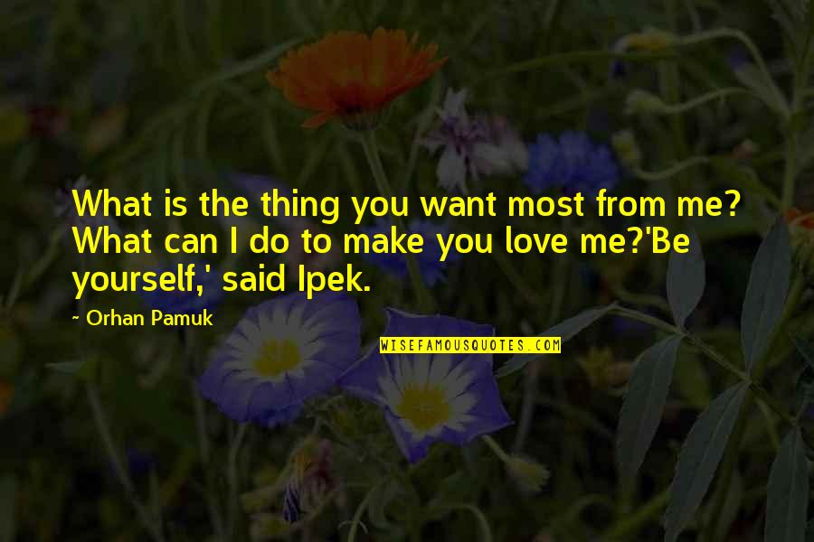I Want U To Make Love To Me Quotes By Orhan Pamuk: What is the thing you want most from