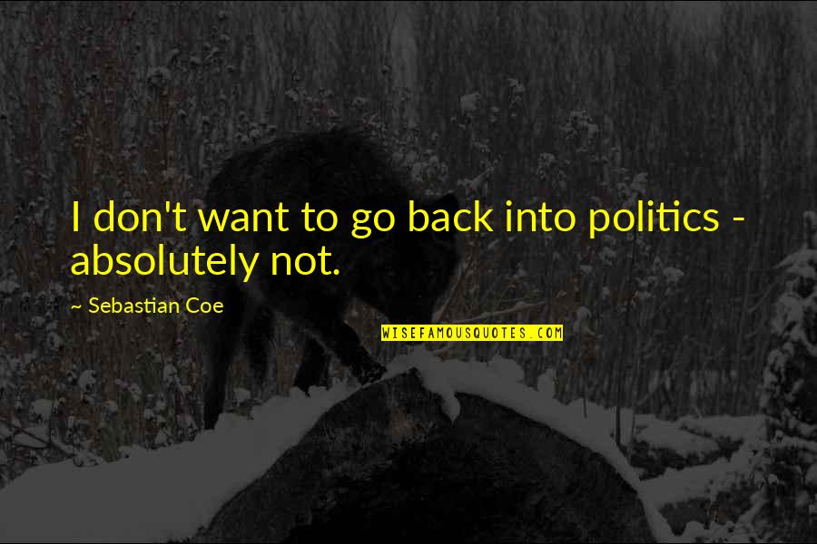 I Want Us Back Quotes By Sebastian Coe: I don't want to go back into politics