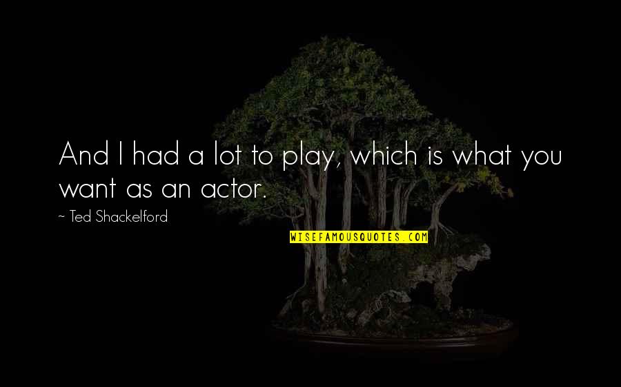 I Want What We Had Quotes By Ted Shackelford: And I had a lot to play, which I Want What We Had Quotes By Ted Shackelford: And I had a lot to play, which