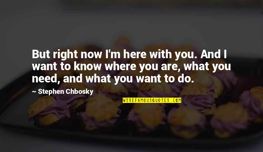 I Want You Here Now Quotes By Stephen Chbosky: But right now I'm here with you. And