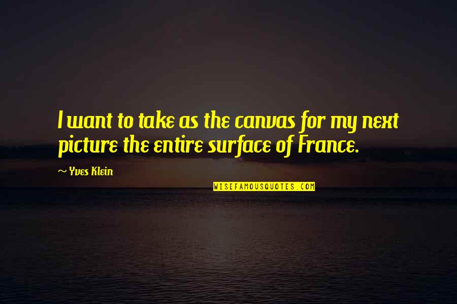 I Want You Picture Quotes By Yves Klein: I want to take as the canvas for