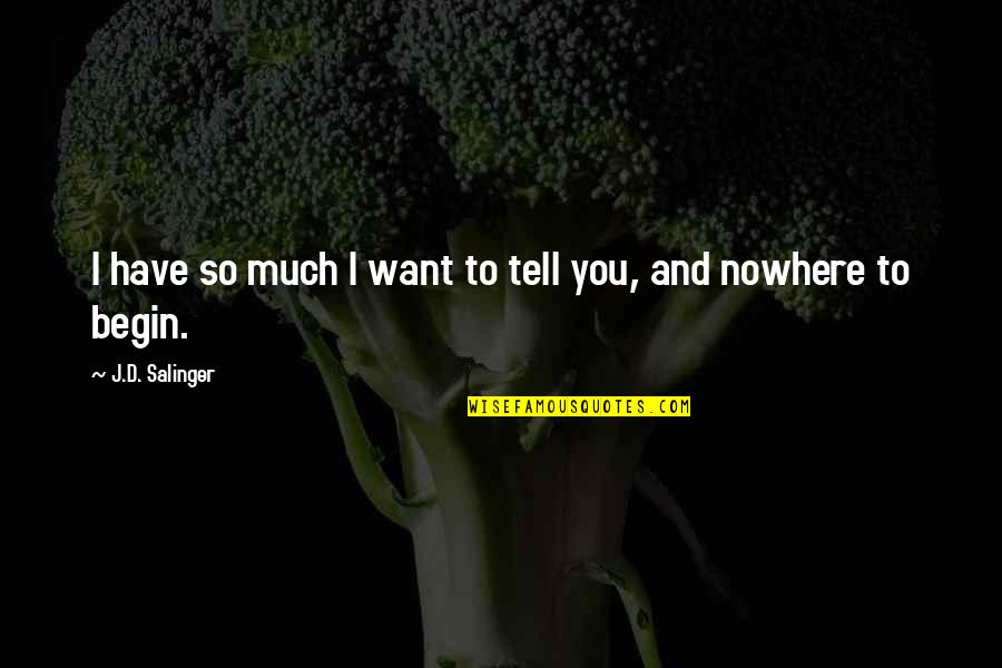 I Want You So Much Quotes By J.D. Salinger: I have so much I want to tell