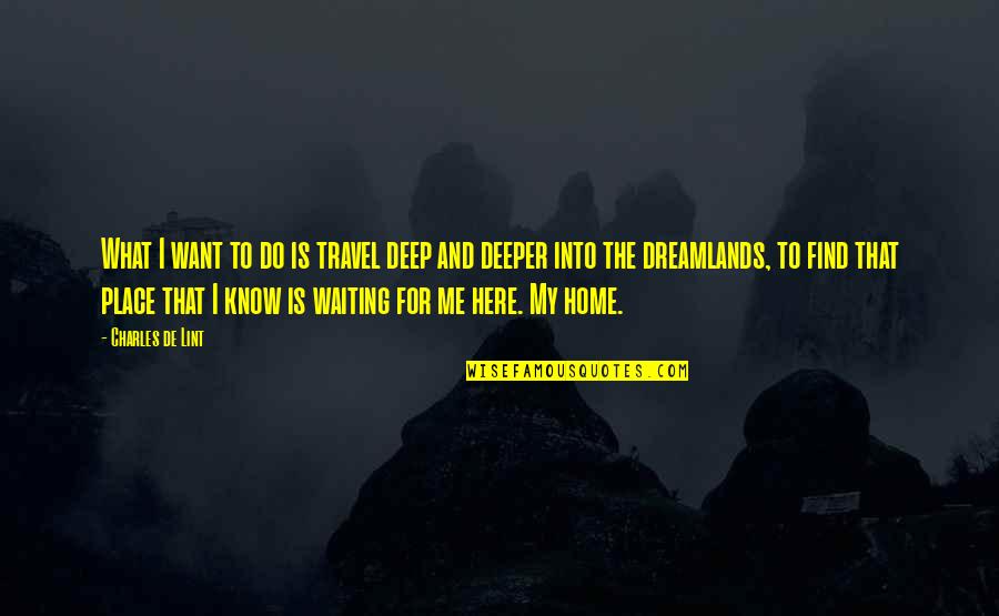 I Want You To Be Here With Me Quotes By Charles De Lint: What I want to do is travel deep