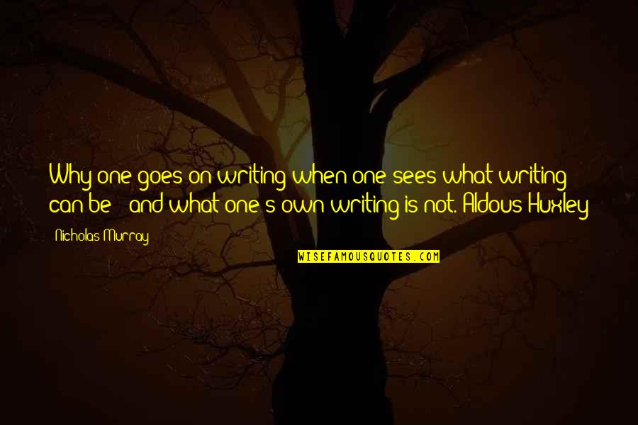 I Want You To Wake Up With A Smile Quotes By Nicholas Murray: Why one goes on writing when one sees