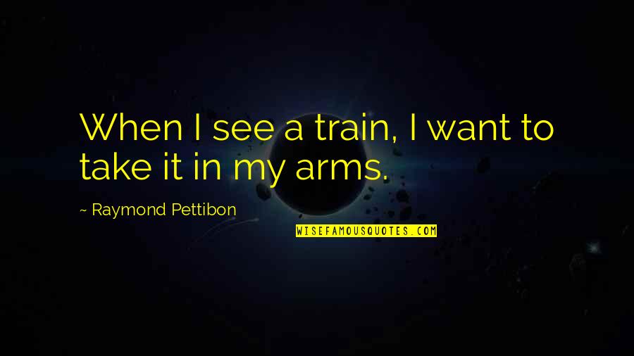 I Want Your Arms Quotes By Raymond Pettibon: When I see a train, I want to