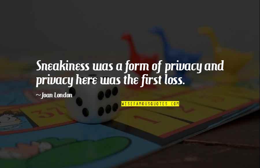 I Was Here First Quotes By Joan London: Sneakiness was a form of privacy and privacy