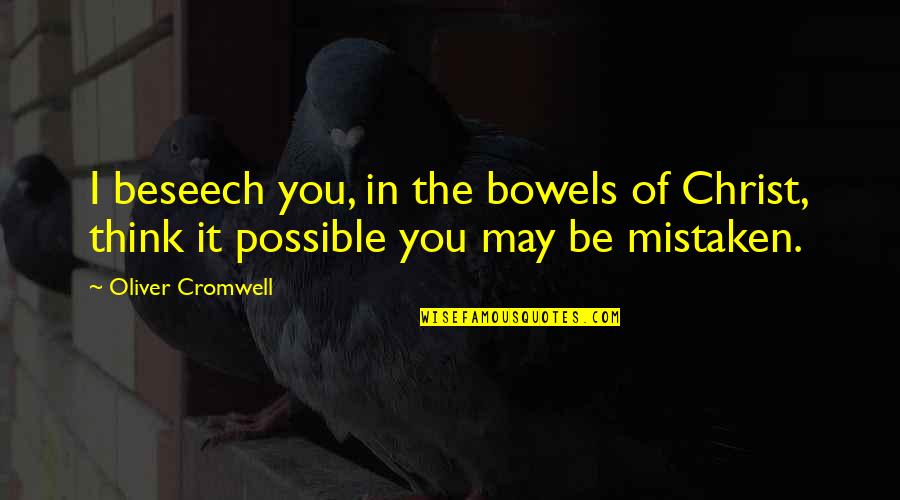 I Was Mistaken Quotes By Oliver Cromwell: I beseech you, in the bowels of Christ,