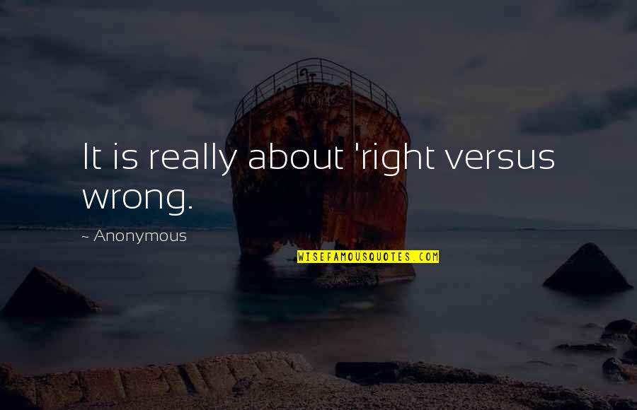 I Was Wrong About You Quotes By Anonymous: It is really about 'right versus wrong.