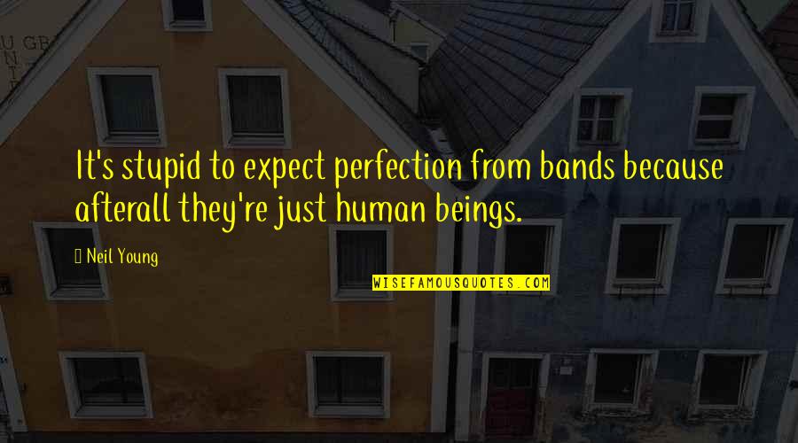 I Was Young And Stupid Quotes By Neil Young: It's stupid to expect perfection from bands because I Was Young And Stupid Quotes By Neil Young: It's stupid to expect perfection from bands because