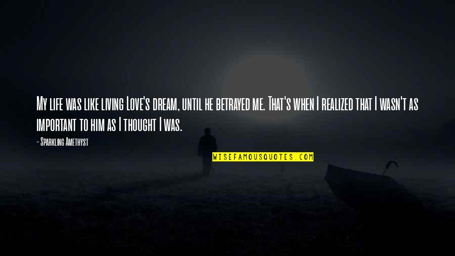 I Wasn't Important To You Quotes By Sparkling Amethyst: My life was like living Love's dream, until