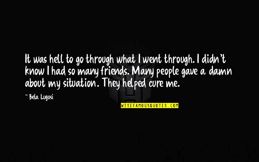 I Went Through Hell Quotes By Bela Lugosi: It was hell to go through what I