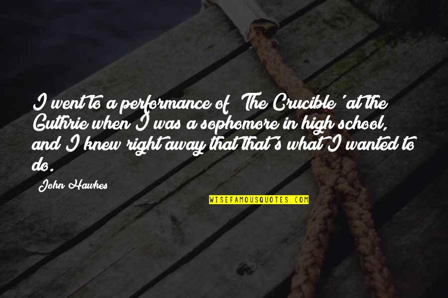 I Went To High School Quotes By John Hawkes: I went to a performance of 'The Crucible' I Went To High School Quotes By John Hawkes: I went to a performance of 'The Crucible'