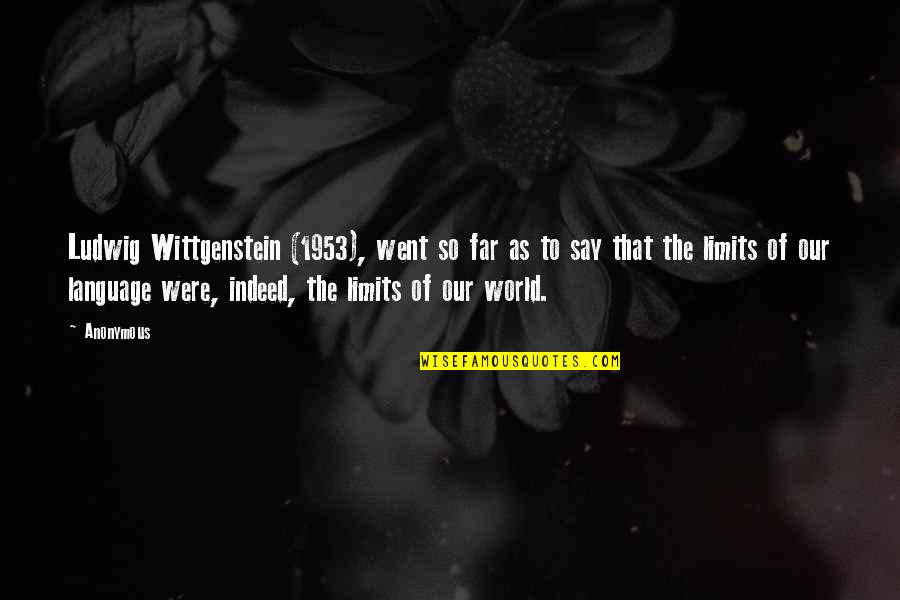 I Went Too Far Quotes By Anonymous: Ludwig Wittgenstein (1953), went so far as to