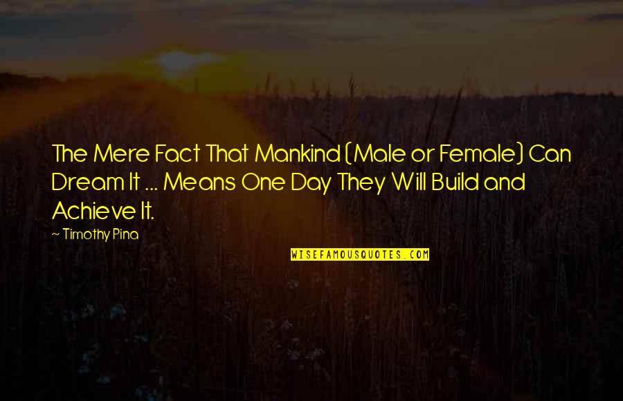 I Will Achieve My Dream Quotes By Timothy Pina: The Mere Fact That Mankind (Male or Female)