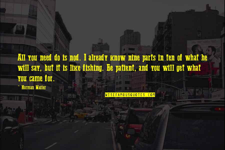 I Will Be Patient Quotes By Norman Mailer: All you need do is nod. I already I Will Be Patient Quotes By Norman Mailer: All you need do is nod. I already