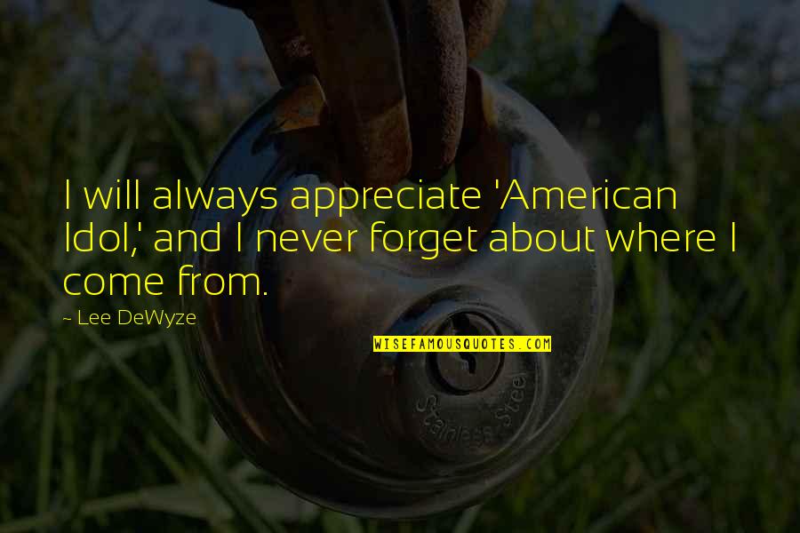 I Will Come Quotes By Lee DeWyze: I will always appreciate 'American Idol,' and I