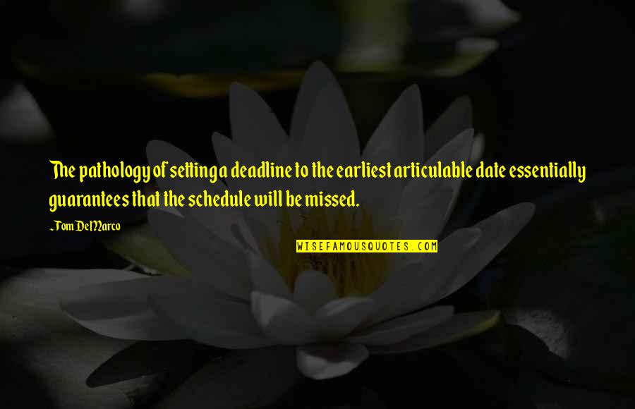 I Will Date You Quotes By Tom DeMarco: The pathology of setting a deadline to the