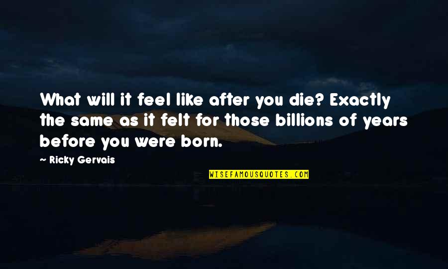 I Will Die Before You Quotes By Ricky Gervais: What will it feel like after you die?