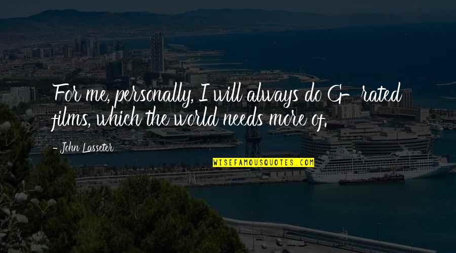 I Will Do More Quotes By John Lasseter: For me, personally, I will always do G-rated