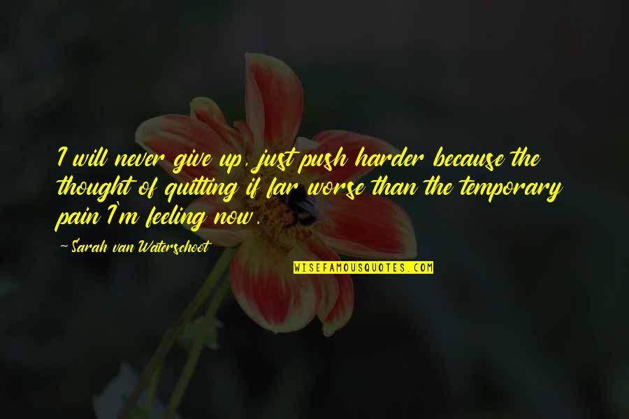 I Will Give Up Quotes By Sarah Van Waterschoot: I will never give up, just push harder