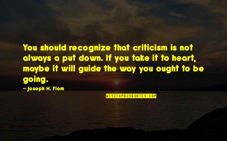 I Will Guide You Quotes By Joseph H. Flom: You should recognize that criticism is not always