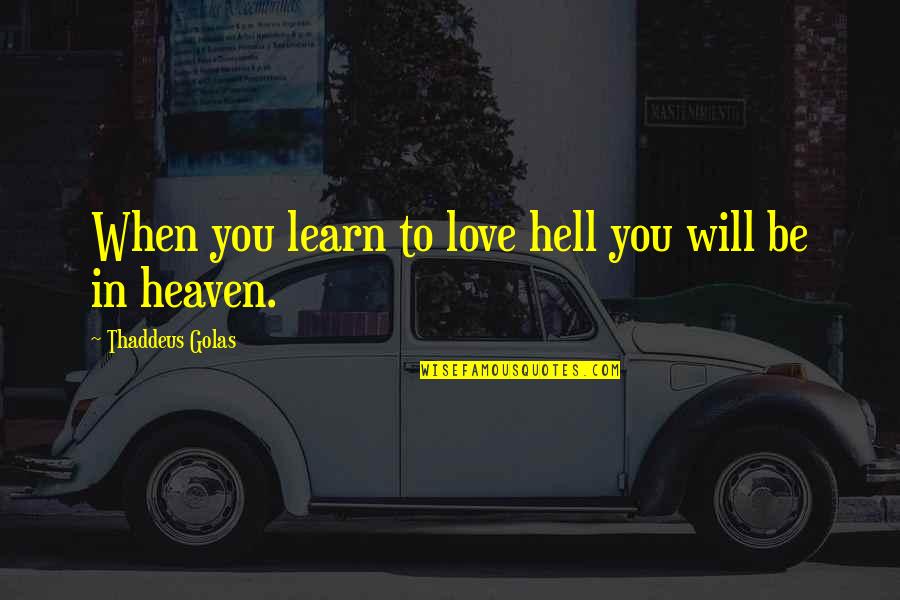 I Will Learn To Love You Quotes By Thaddeus Golas: When you learn to love hell you will