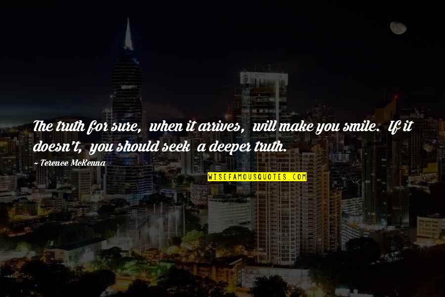I Will Make You Smile Quotes By Terence McKenna: The truth for sure, when it arrives, will