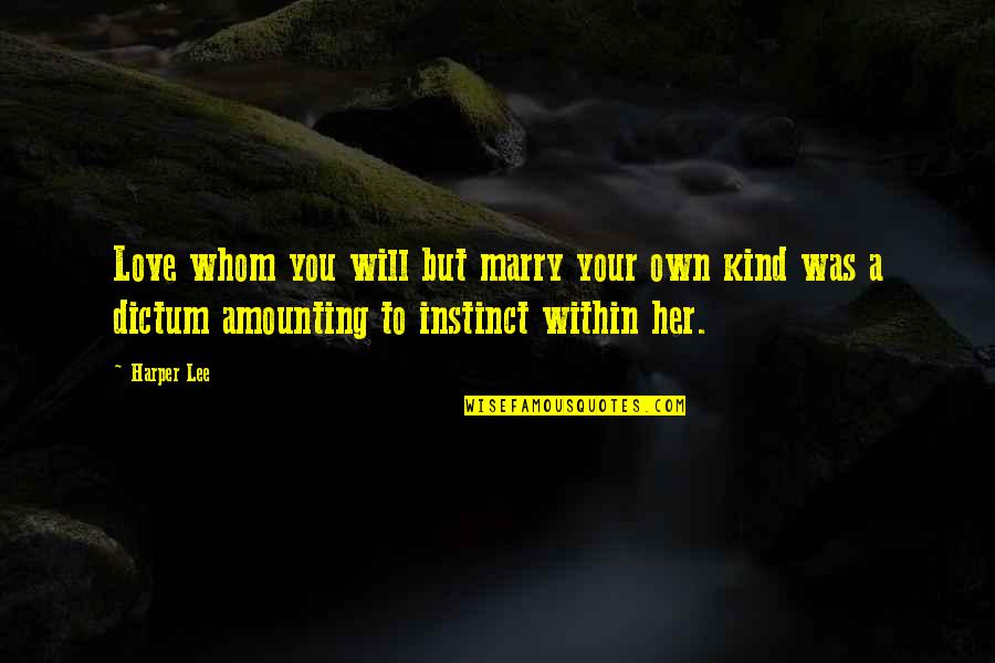 I Will Marry You Quotes By Harper Lee: Love whom you will but marry your own