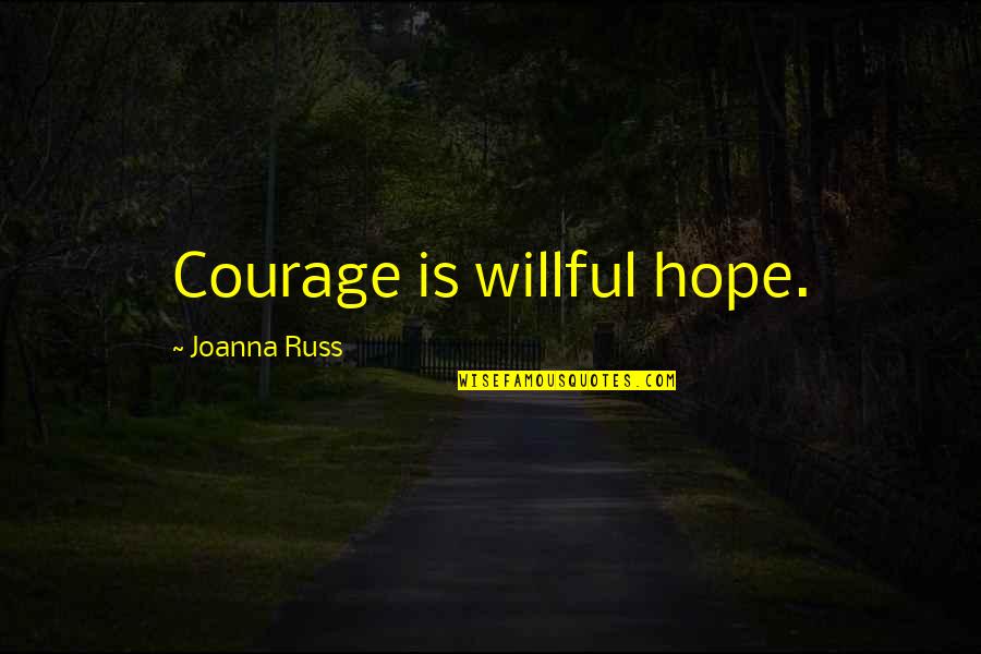 I Will Miss You All My Friends Quotes By Joanna Russ: Courage is willful hope.