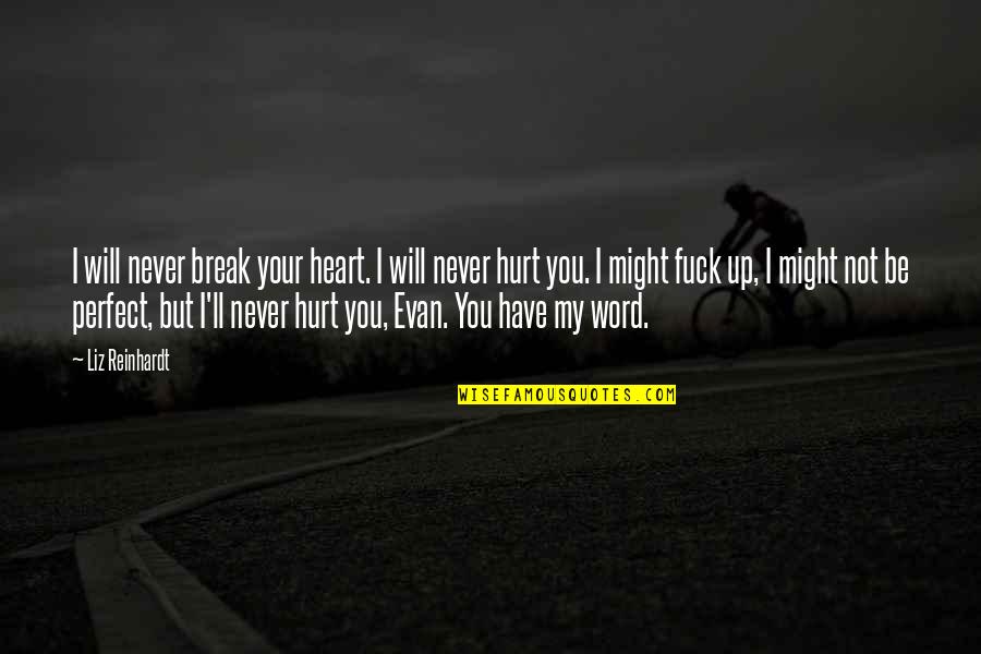 I Will Never Be Perfect Quotes By Liz Reinhardt: I will never break your heart. I will I Will Never Be Perfect Quotes By Liz Reinhardt: I will never break your heart. I will