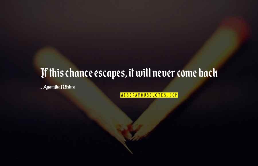 I Will Never Come Back In Your Life Quotes By Anamika Mishra: If this chance escapes, it will never come