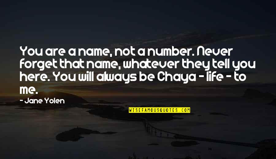 I Will Never Ever Forget You Quotes By Jane Yolen: You are a name, not a number. Never