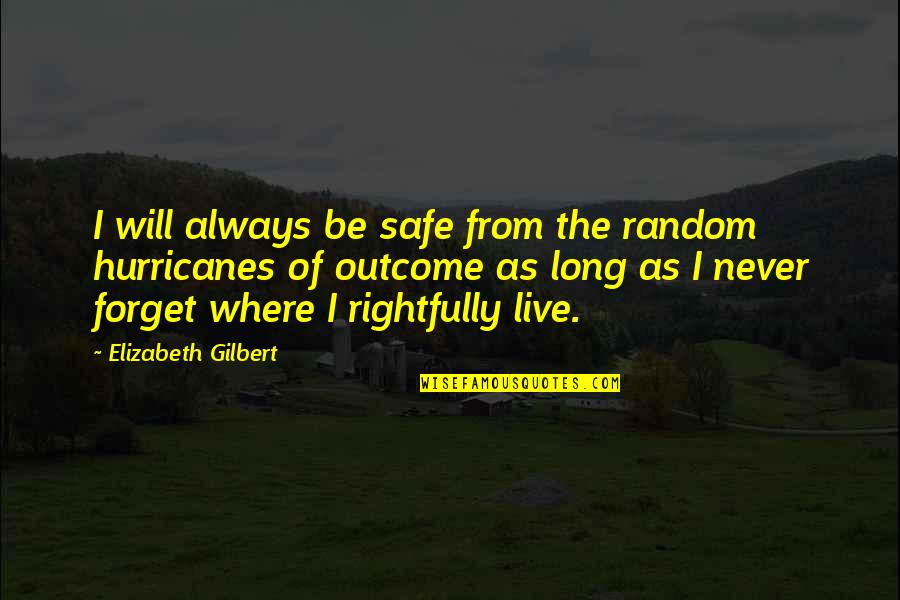I Will Never Forget You In My Life Quotes By Elizabeth Gilbert: I will always be safe from the random