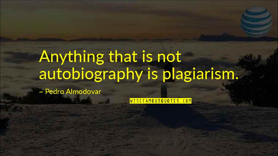 I Will Never Say I Love You Again Quotes By Pedro Almodovar: Anything that is not autobiography is plagiarism.