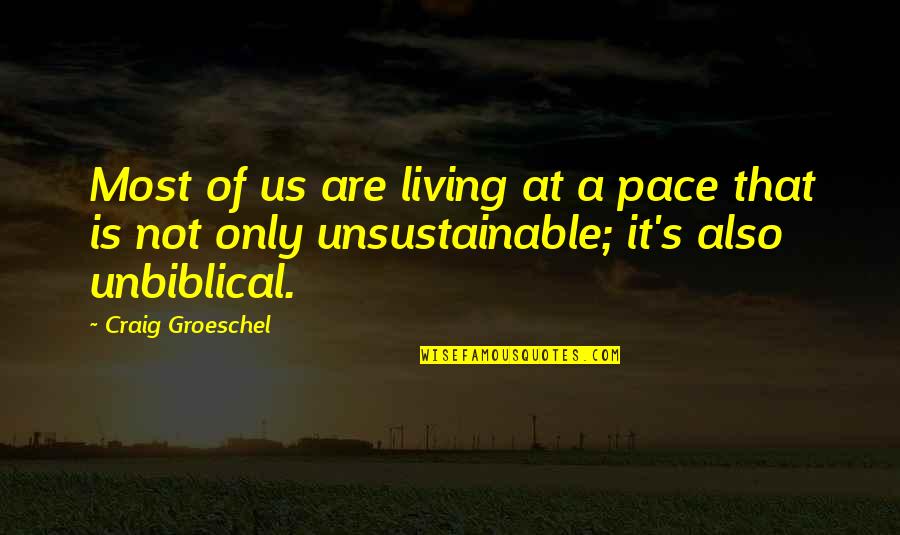 I Will Not Believe You Again Quotes By Craig Groeschel: Most of us are living at a pace