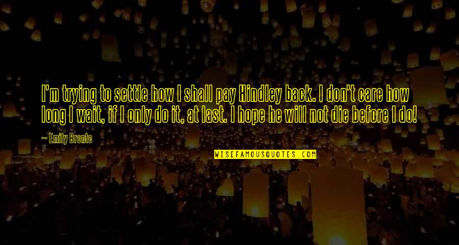 I Will Not Care Quotes By Emily Bronte: I'm trying to settle how I shall pay