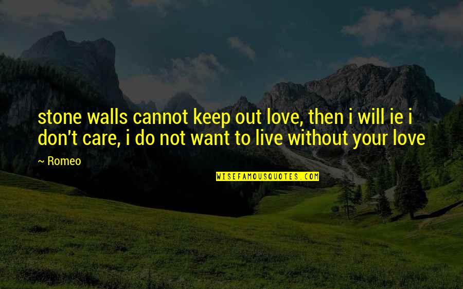 I Will Not Care Quotes By Romeo: stone walls cannot keep out love, then i