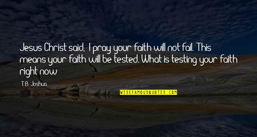 I Will Not Fail Quotes By T. B. Joshua: Jesus Christ said, 'I pray your faith will