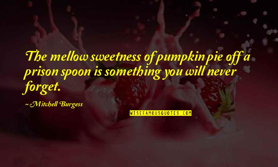 I Will Not Forget You Quotes By Mitchell Burgess: The mellow sweetness of pumpkin pie off a