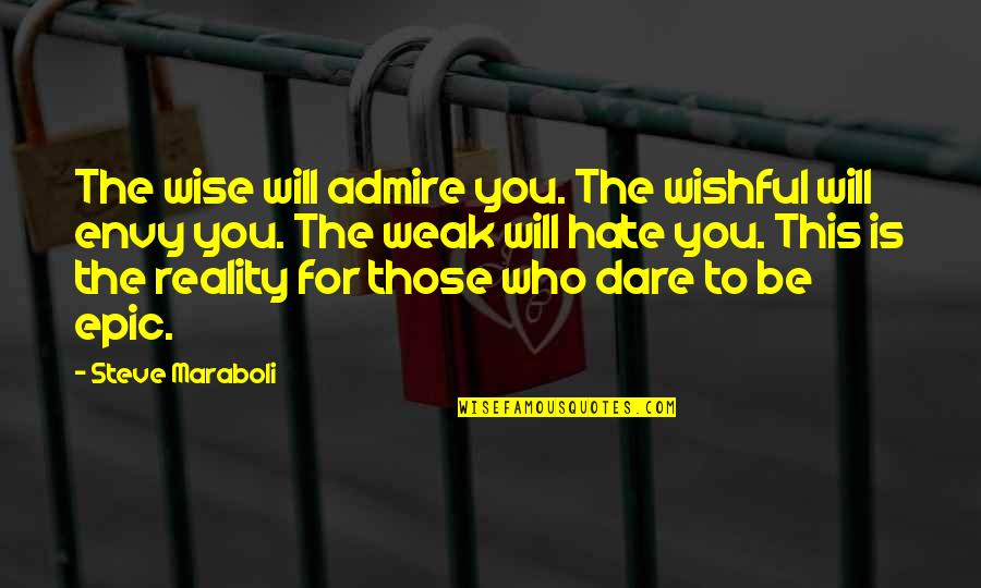 I Will Not Hate Quotes By Steve Maraboli: The wise will admire you. The wishful will