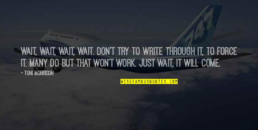 I Will Not Wait For You Quotes By Toni Morrison: Wait, wait, wait, wait. Don't try to write