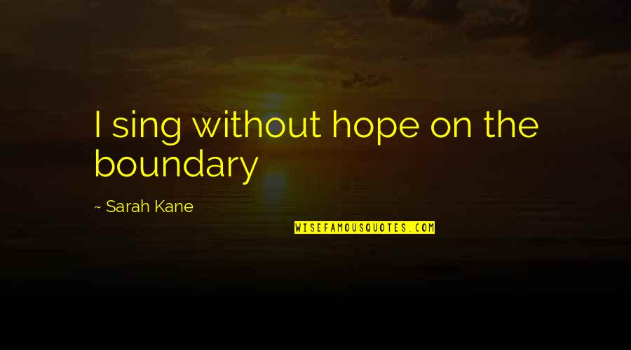 I Will Persevere Quotes By Sarah Kane: I sing without hope on the boundary