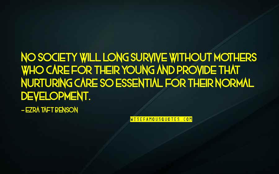 I Will Provide Quotes By Ezra Taft Benson: No society will long survive without mothers who