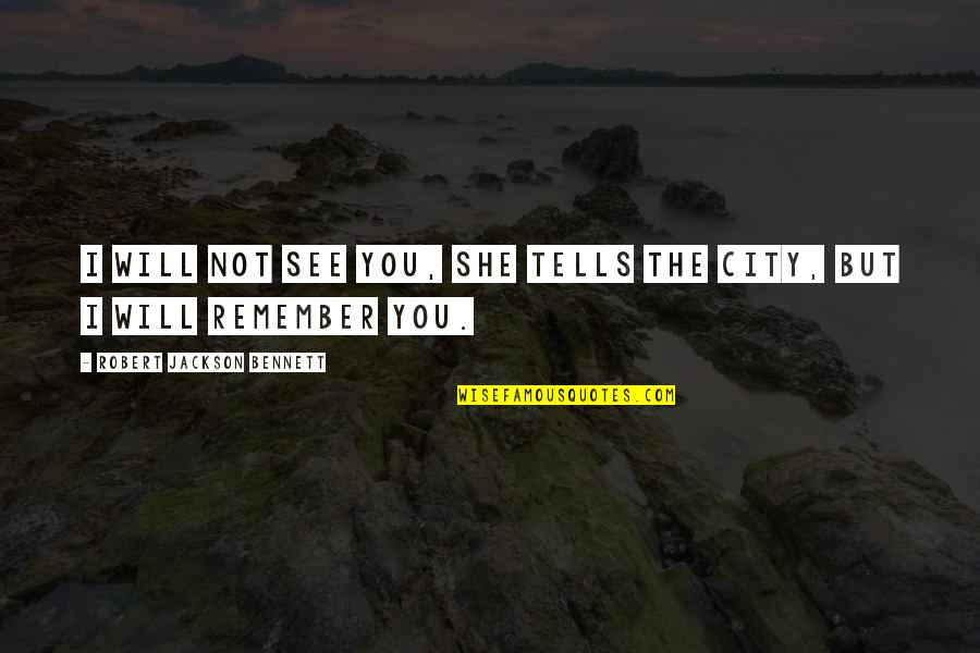 I Will Remember Quotes By Robert Jackson Bennett: I will not see you, she tells the