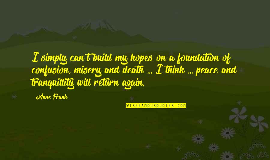 I Will Return Quotes By Anne Frank: I simply can't build my hopes on a