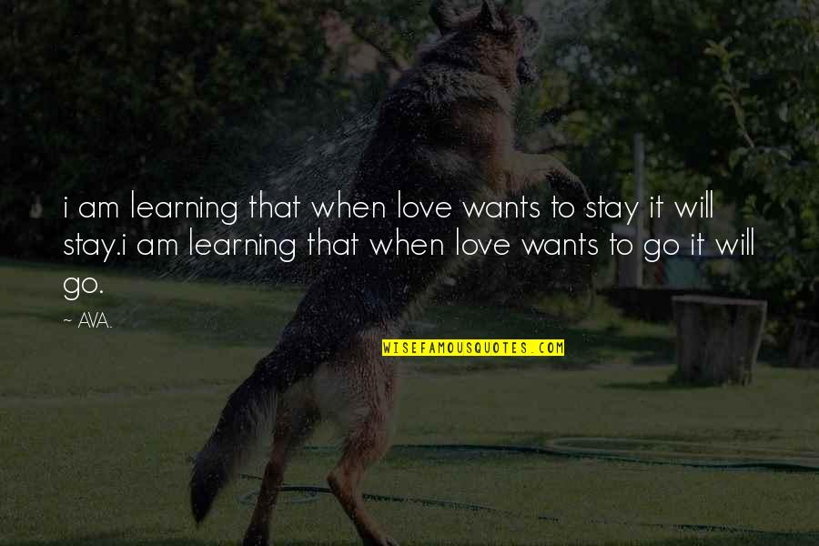 I Will Stay Quotes By AVA.: i am learning that when love wants to