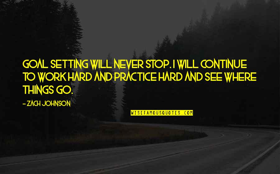 I Will Stop Quotes By Zach Johnson: Goal setting will never stop. I will continue