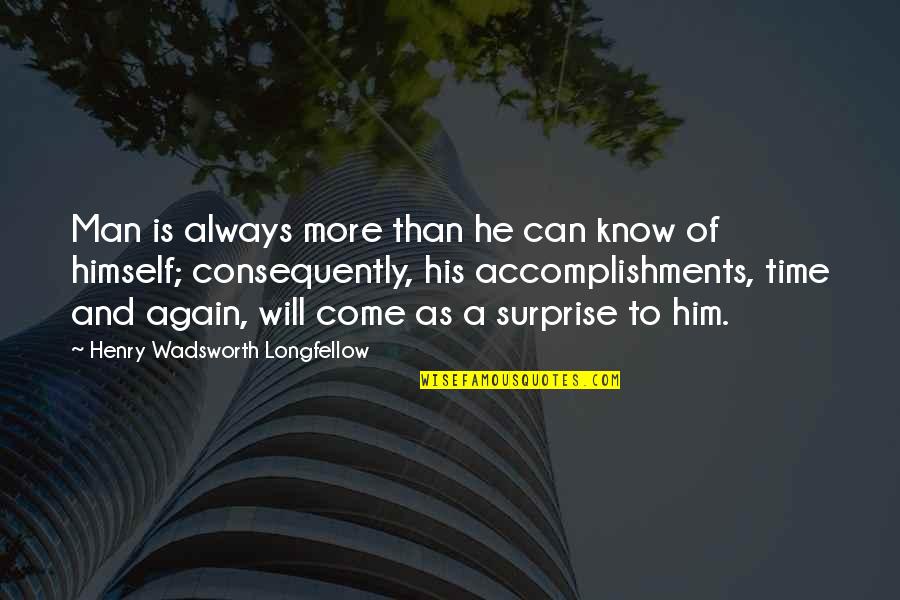 I Will Surprise You Quotes By Henry Wadsworth Longfellow: Man is always more than he can know